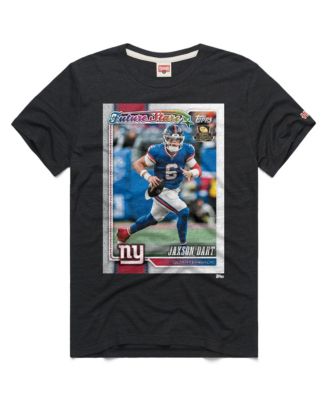 Men's and Women's Jaxson Dart Charcoal New York Giants NFL Topps Trading Card Tri-Blend T-Shirt