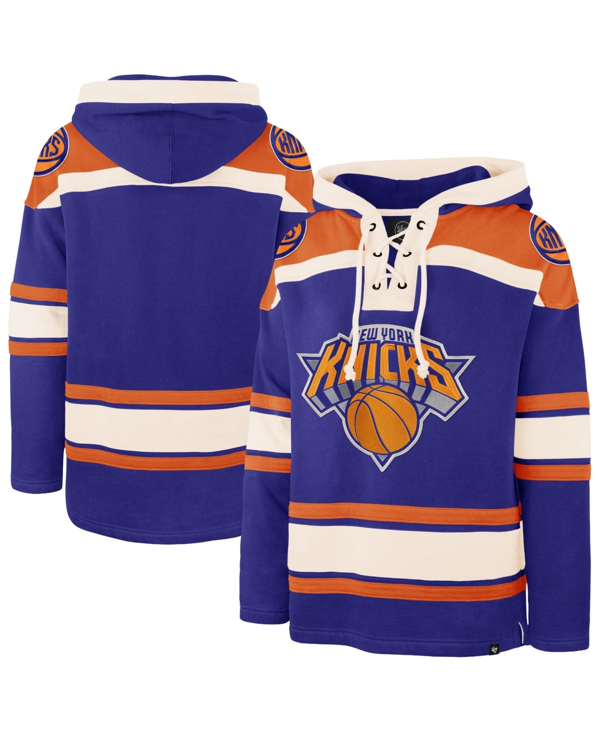 '47 Brand Men's Blue New York Knicks Superior Lacer Hoodie - Blue