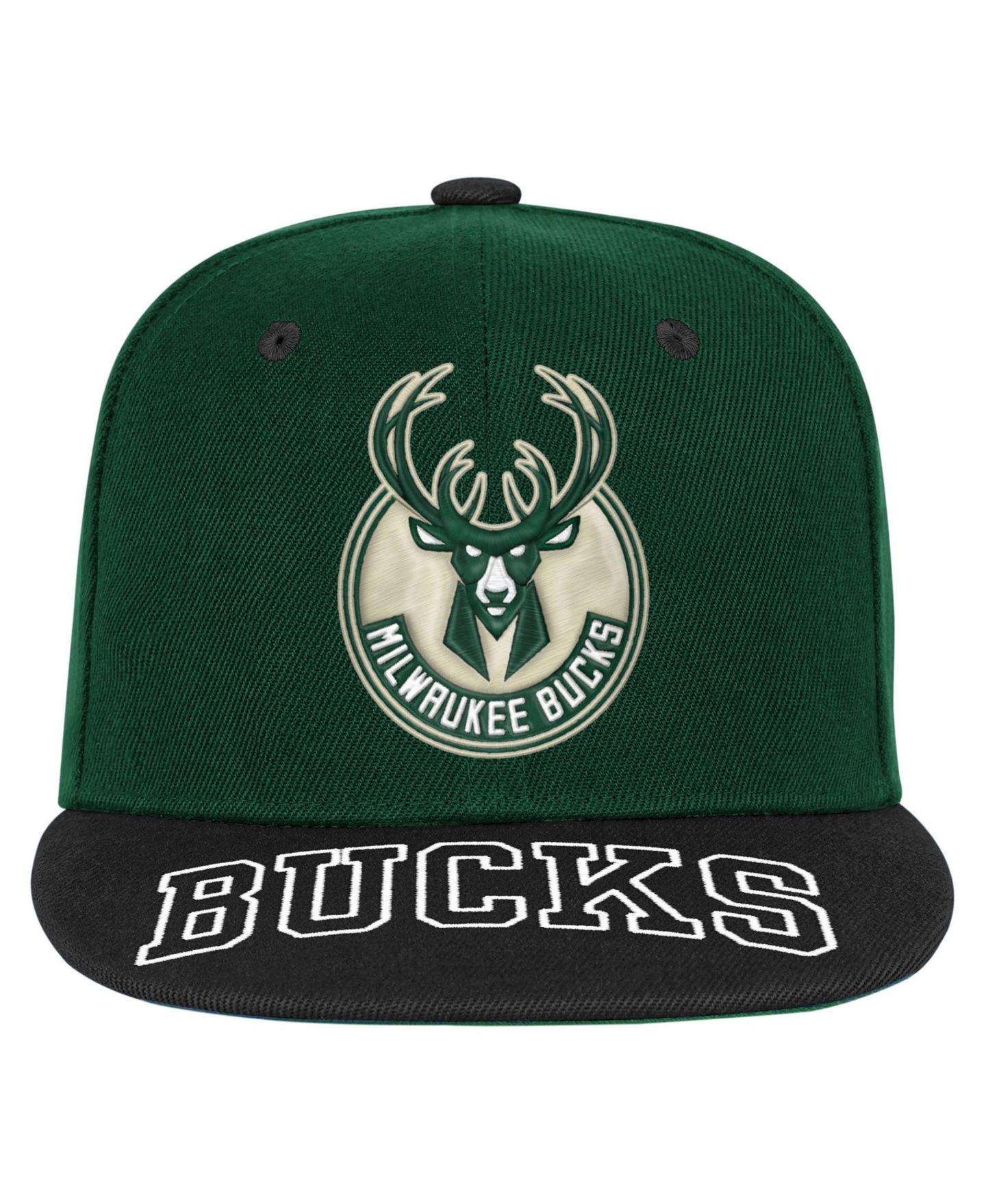 Детская кепка Outerstuff Hunter Green/Black Milwaukee Bucks Two-Tone Snapback Hat — фото 4