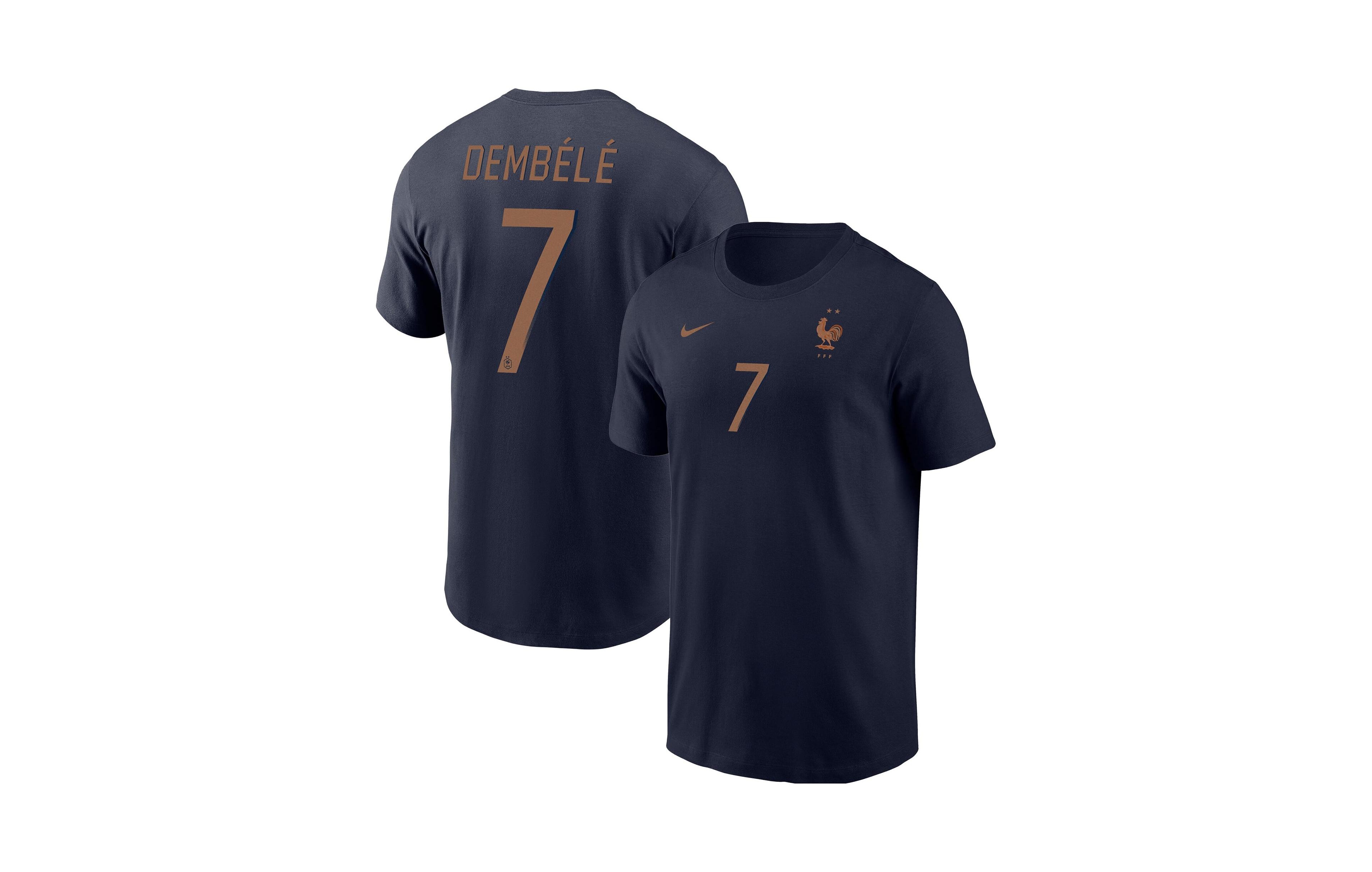 Nike Men's Jordan Ousmane Dembele Navy France National Team Name Number T-Shirt