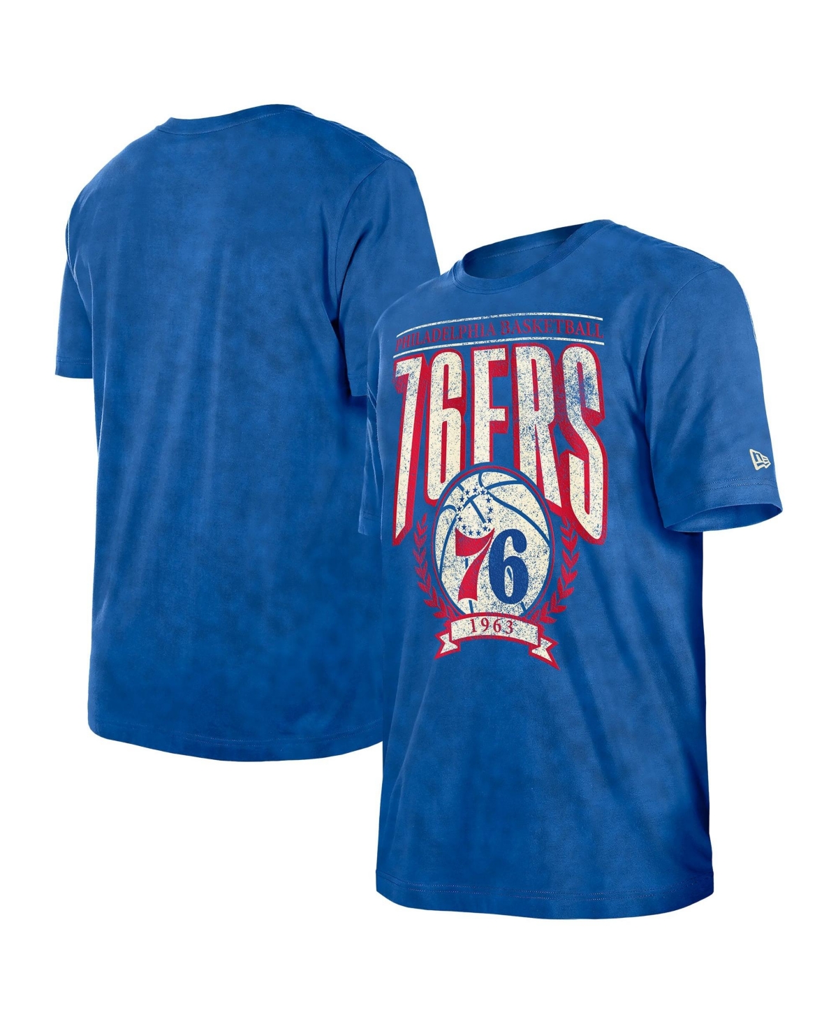 New Era Men's Royal Philadelphia 76ers Throwback Vintage Boxy Mineral Wash T-Shirt - Royal