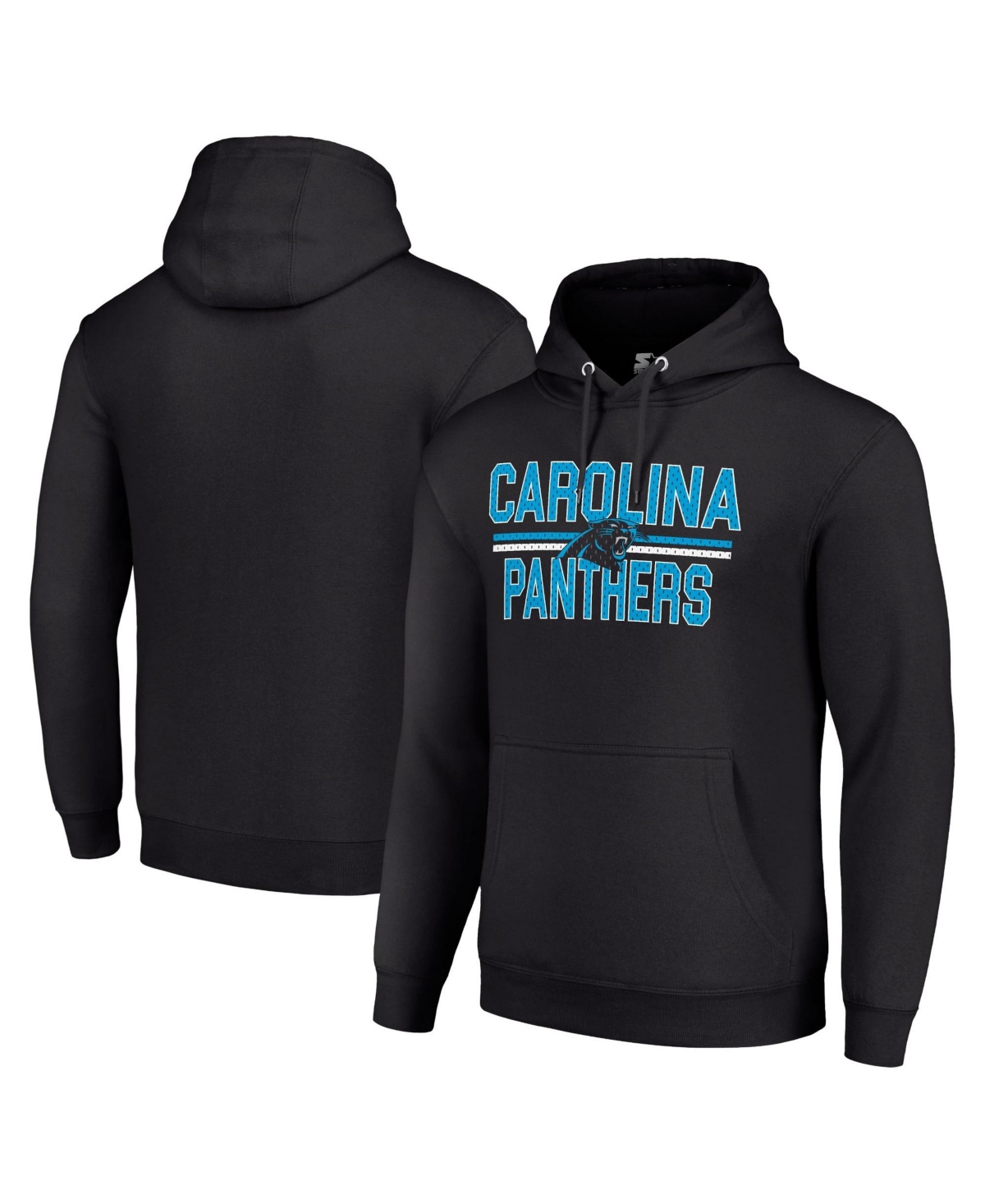 Starter Men's and Women's Black Carolina Panthers Team Mesh Print Graphic Tri-Blend Pullover Hoodie - Black