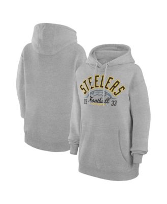 Men's and Women's Heather Gray Pittsburgh Steelers Half Ball Team Fleece Pullover Hoodie