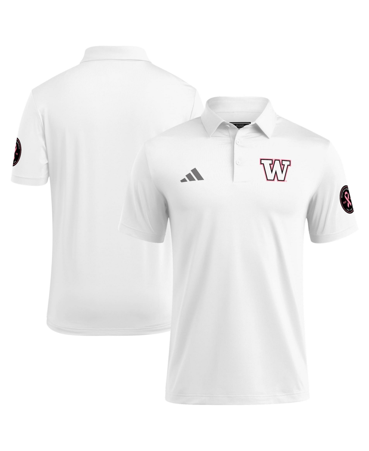 adidas Men's White Washington Huskies Wear Pink Breast Cancer Awareness Polo Shirt - White