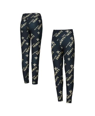 Women's Black New Orleans Saints Breakthrough Allover Print Knit Sleep Leggings