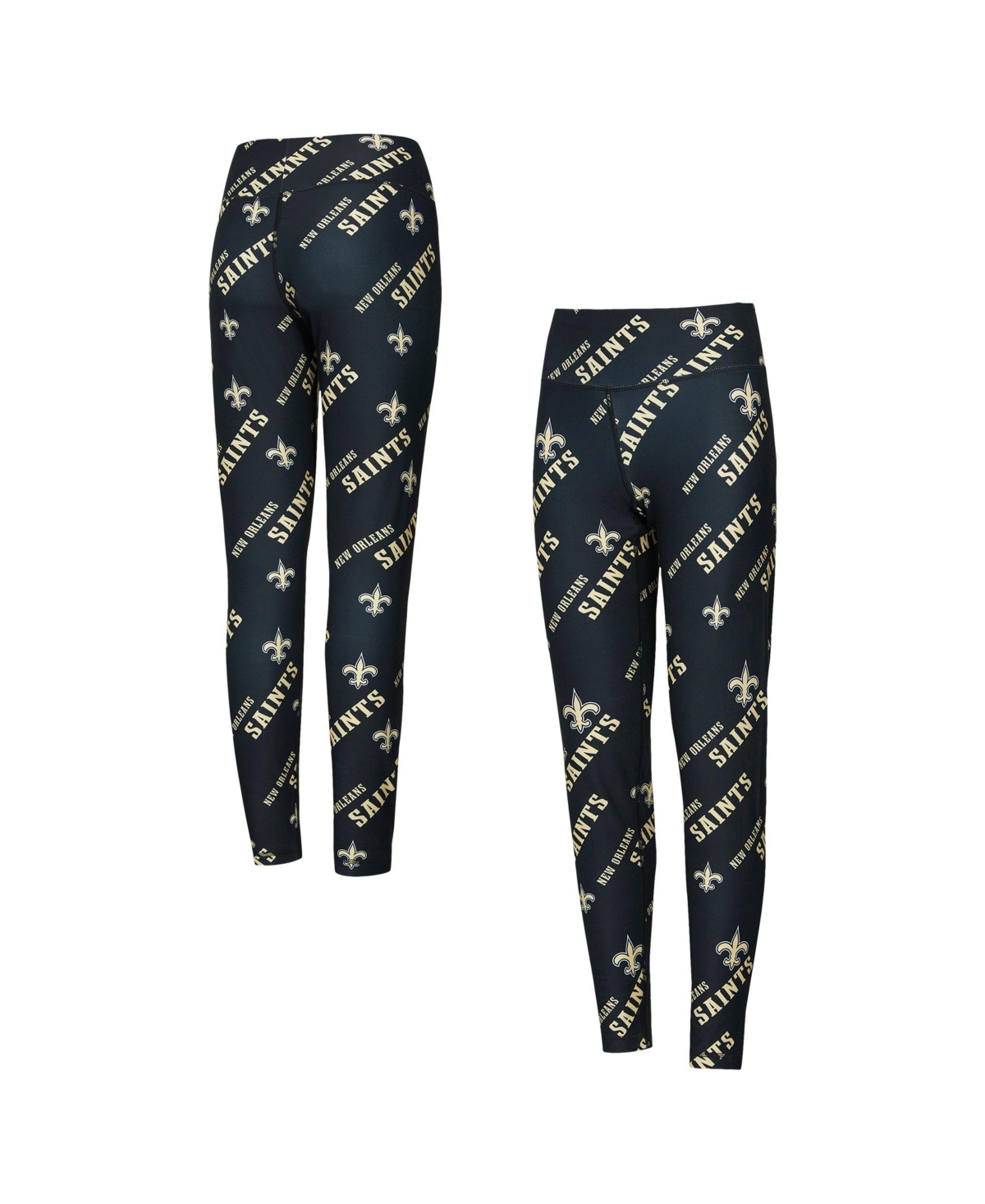 Concepts Sport Women's Black New Orleans Saints Breakthrough Allover Print Knit Sleep Leggings - Black