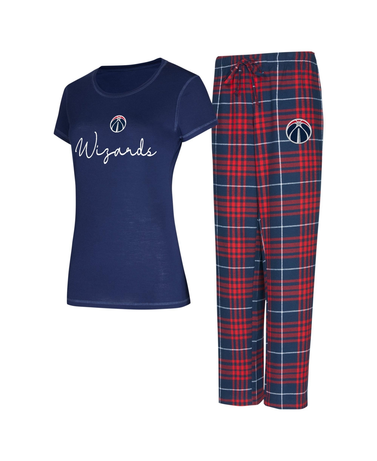 Concepts Sport Women's Navy/Red Washington Wizards Vector Top Flannel Pants Sleep Set - Navy, Red
