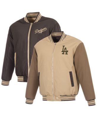 Men's Tan/Brown Los Angeles Dodgers Reversible Canvas Full-Zip Jacket