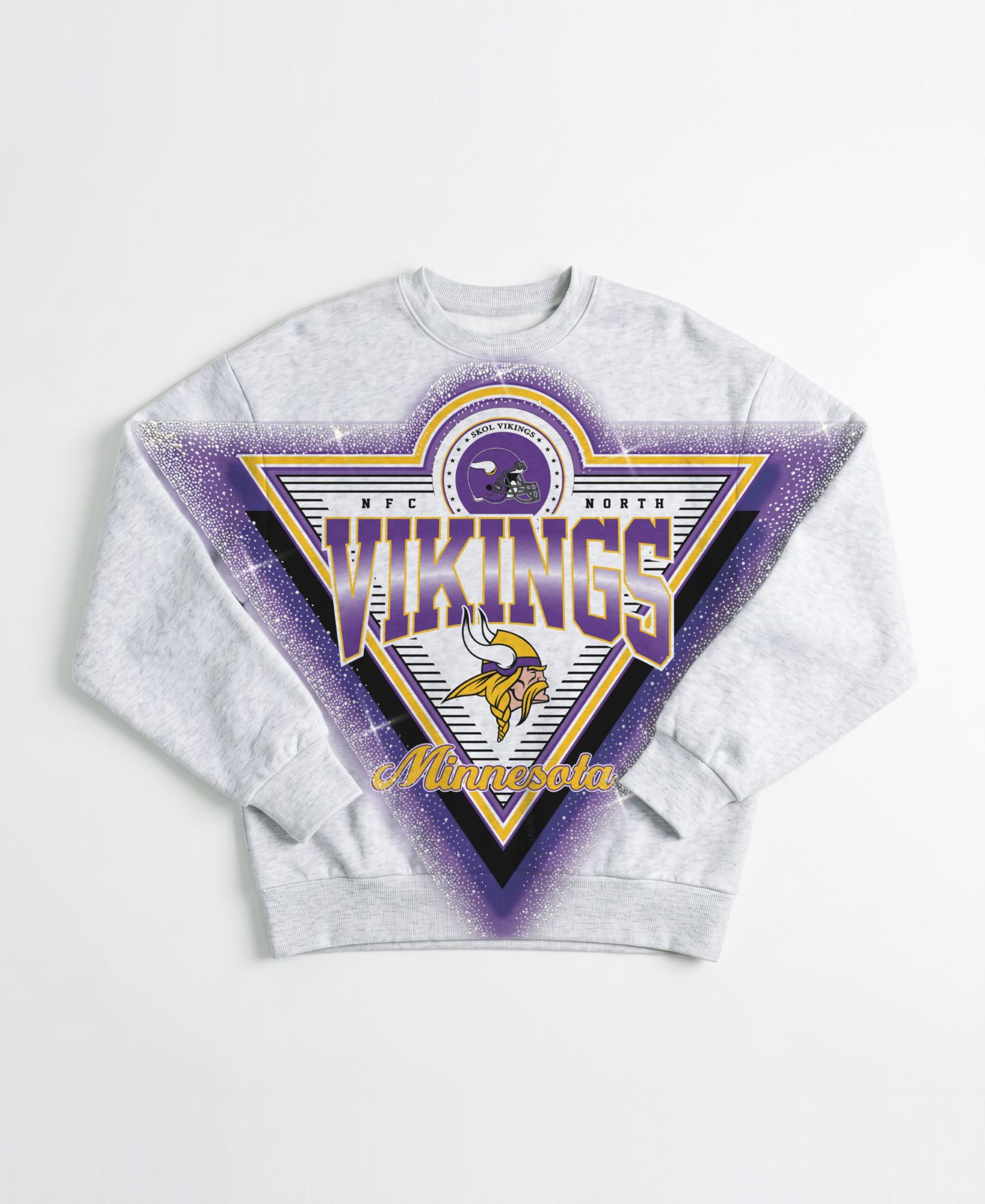 Женская толстовка Gameday Couture Heather Gray Minnesota Vikings Chasing Victory Rhinestone Spray Oversized Fleece — фото 5