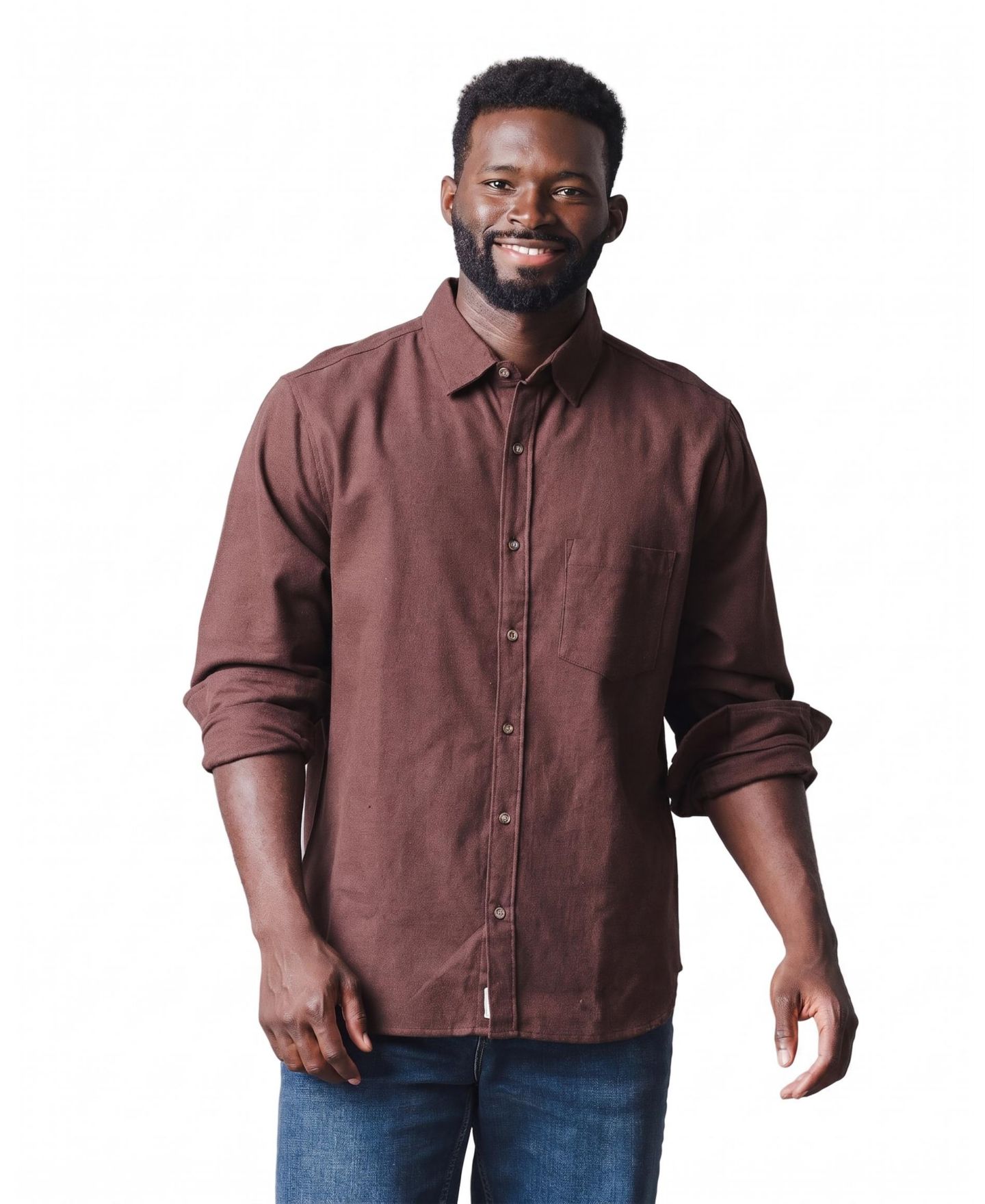 Мужская рубашка Hope & Henry Flannel Classic-Fit Organic Cotton, цвет: Шоколадный меланжевый — фото 1