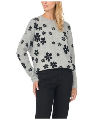 Women's Flower Floral Long-Sleeve Sweater