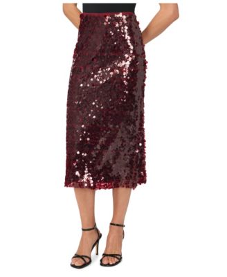 Women's High-Waisted Pencil Sequin Midi Skirt