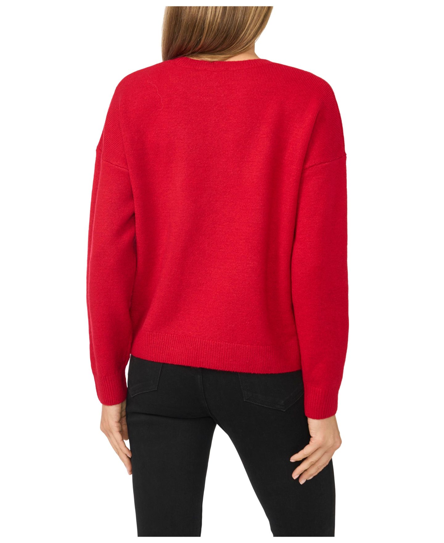 Женский свитер CeCe Eyelash Bow Long-Sleeve Crewneck, цвет: Красный — фото 3