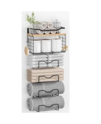 Bathroom Hardware 6 Tier Wall Mounted Towel Rack With Shelves