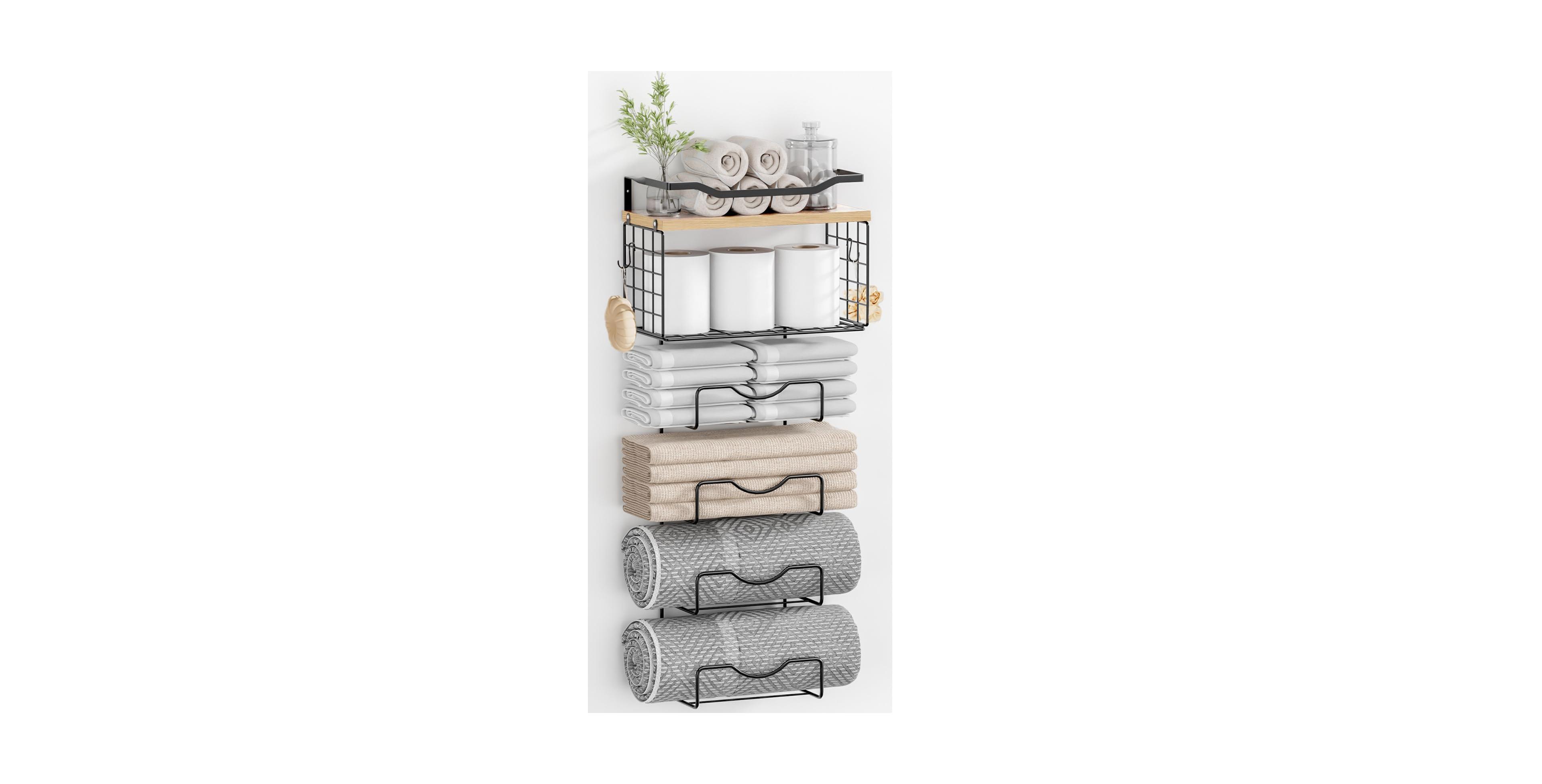 Cyqbd Bathroom Hardware 6 Tier Wall Mounted Towel Rack With Shelves