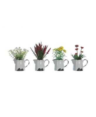 Faux Flowers in Ceramic Pitcher Set of 4 Styles decors