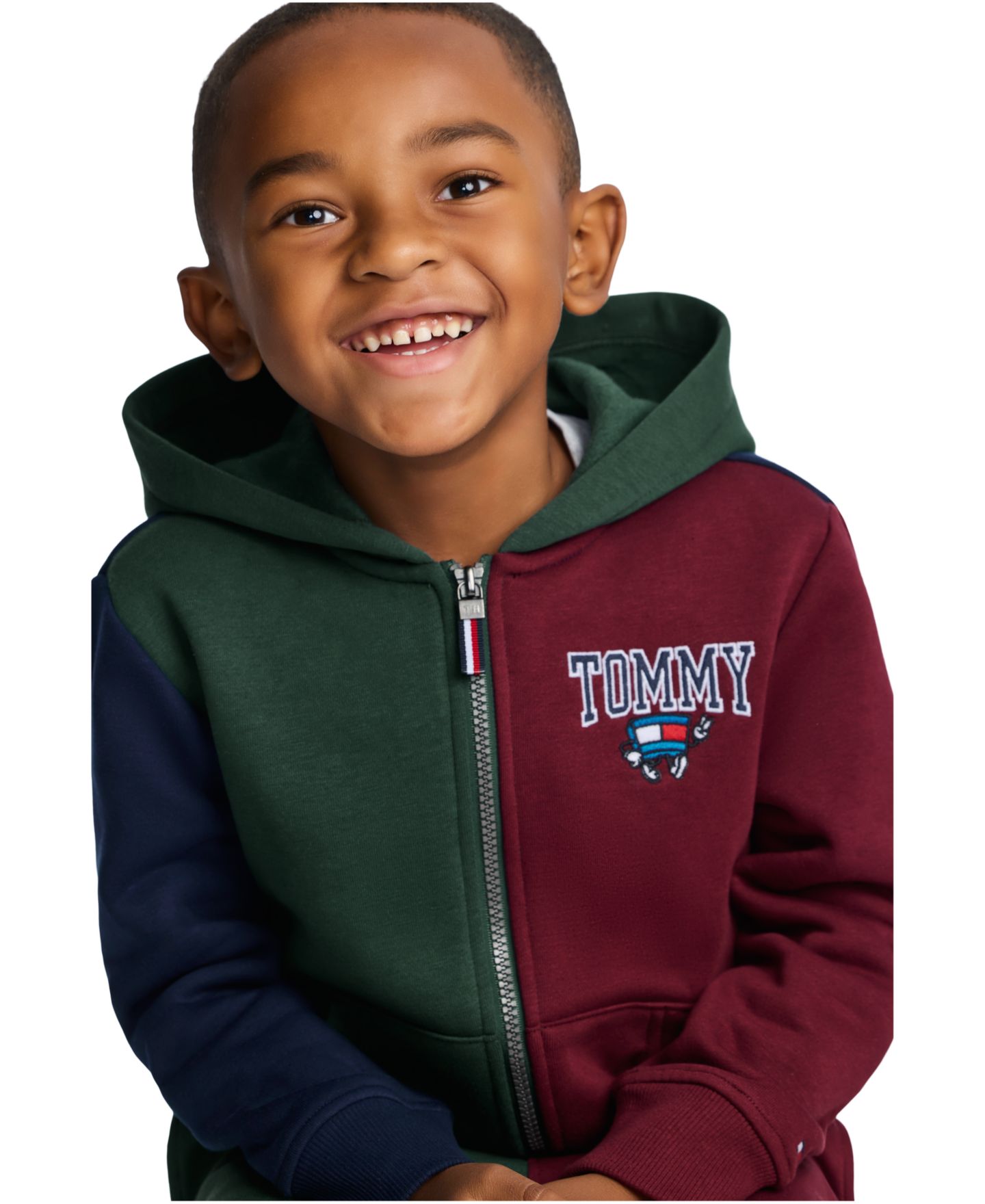 Худи Tommy Hilfiger Multi Mascot Graphic-Print Kangaroo-Pocket Zip для мальчиков, цвет: June Bug — фото 3