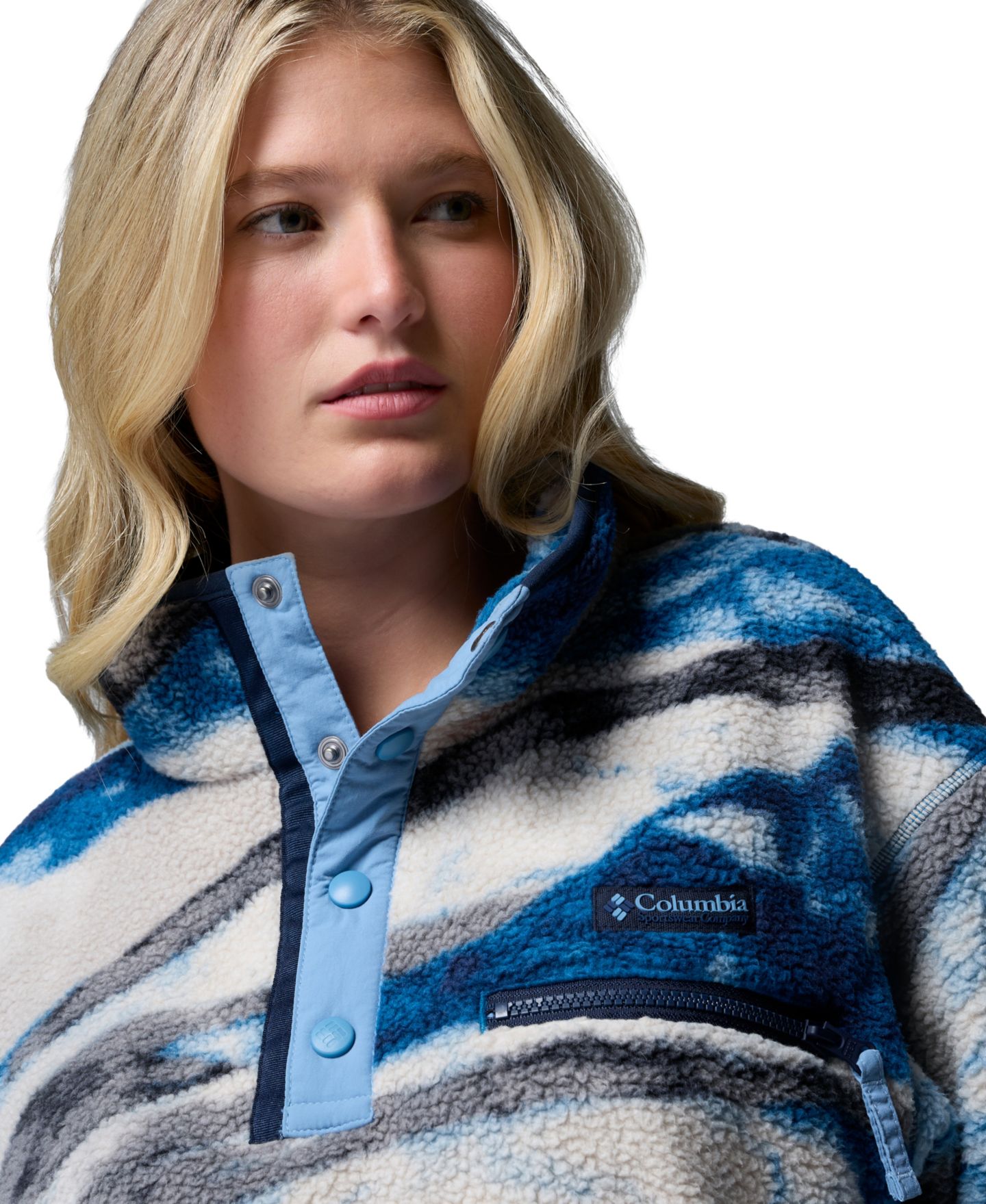Женский топ Columbia Helvetia™ II Printed Cropped Half-Snap Fleece, цвет: Чёрный — фото 26