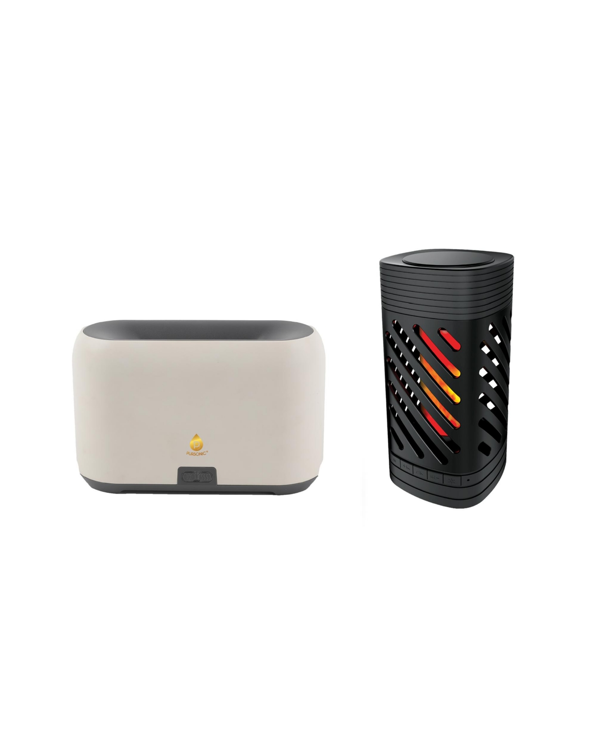 Pursonic 2-in-1 Ambient Flame Lantern Speaker and FlameGlow Aromatherapy Diffuser - Black