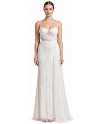 Women's Sweetheart Beaded Draped Corset Gown
