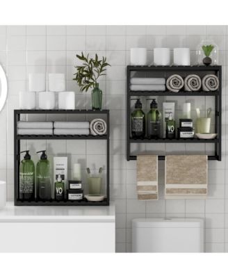 2 Pack Towel Rack Bathroom Hardware Storage Over Toilet Bar