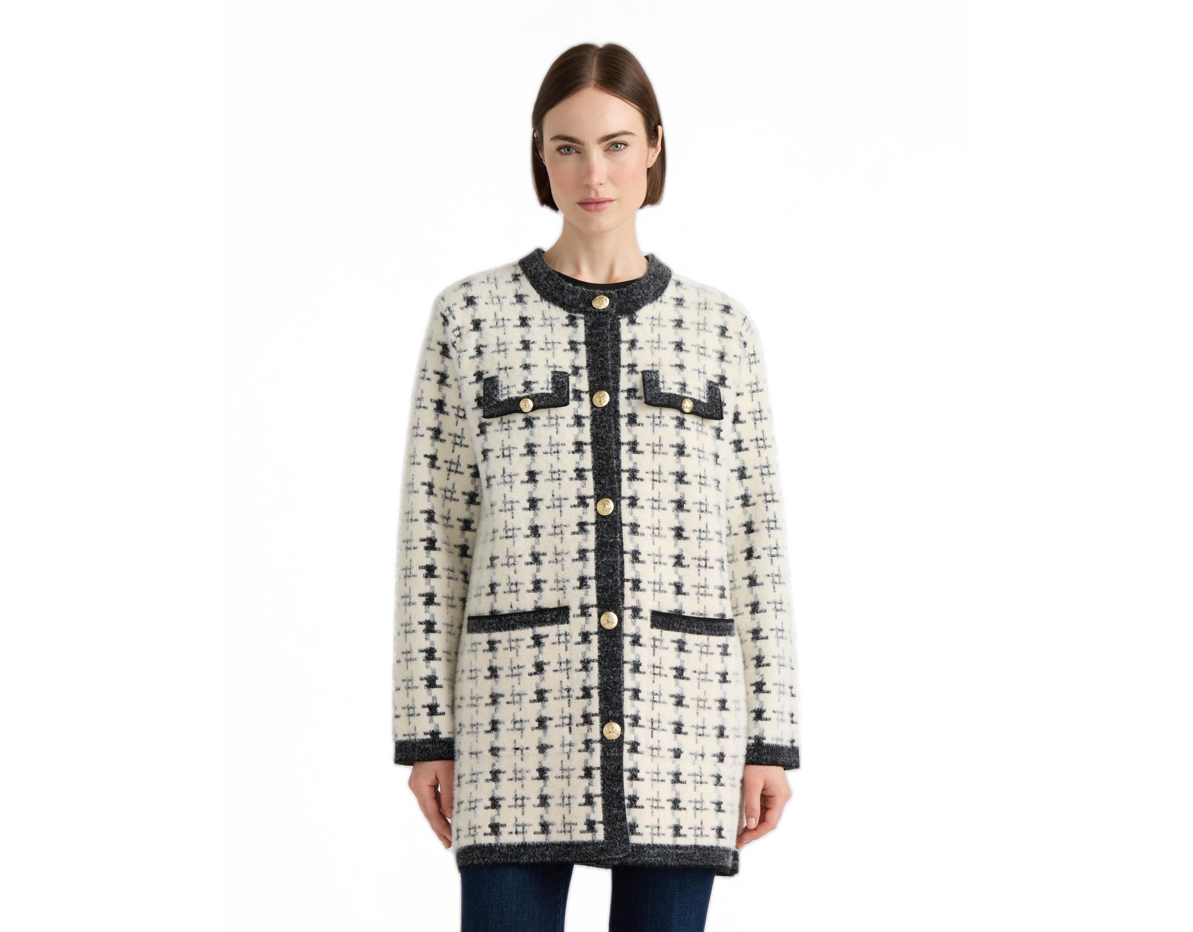 Nvlt Women's Eyelash Vintage-Plaid Crew Neck Jacket