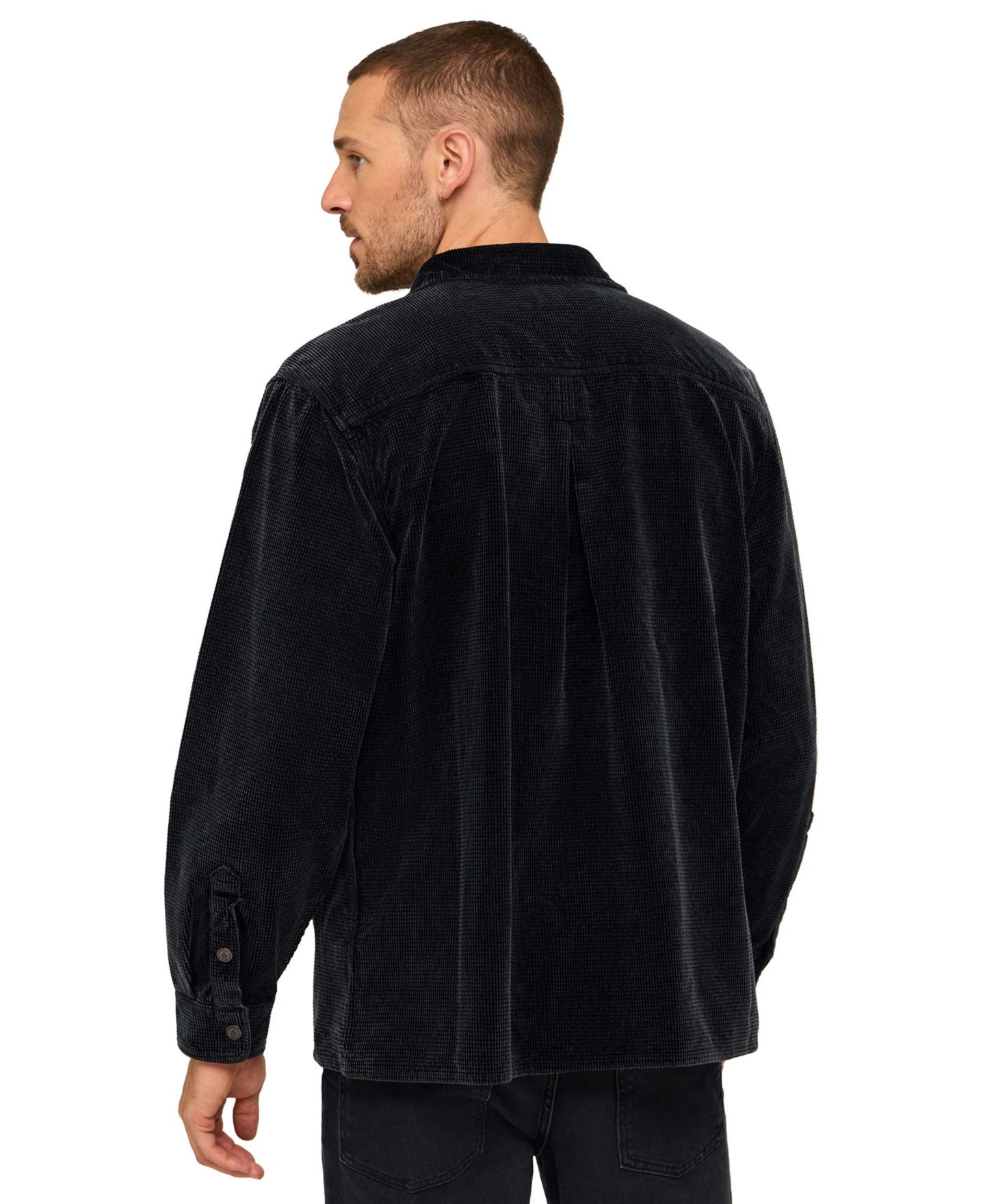 Мужская рубашка Chubbies The Shadowstorm Long-Sleeve Waffle-Cord Regular-Fit, цвет: Чёрный — фото 3