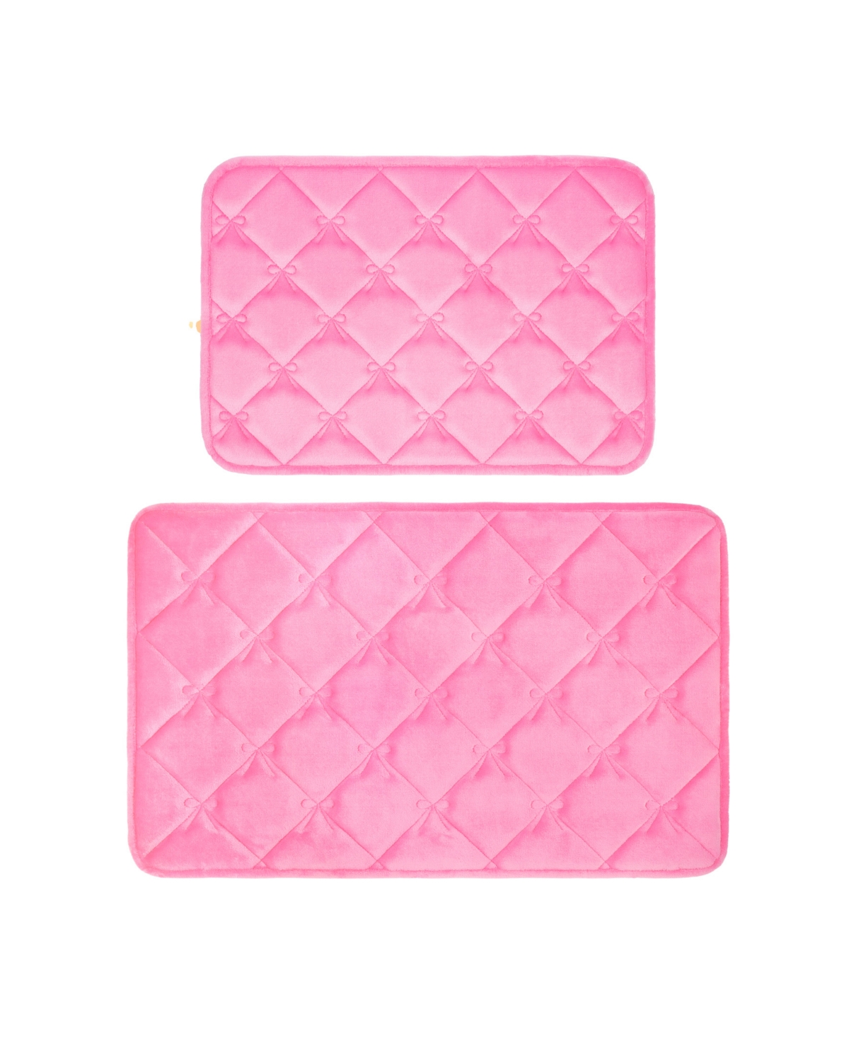 Juicy Couture Quilted Memory Foam Bath Mat 2-Piece Set - Mini Bows Lattice Hot Pink