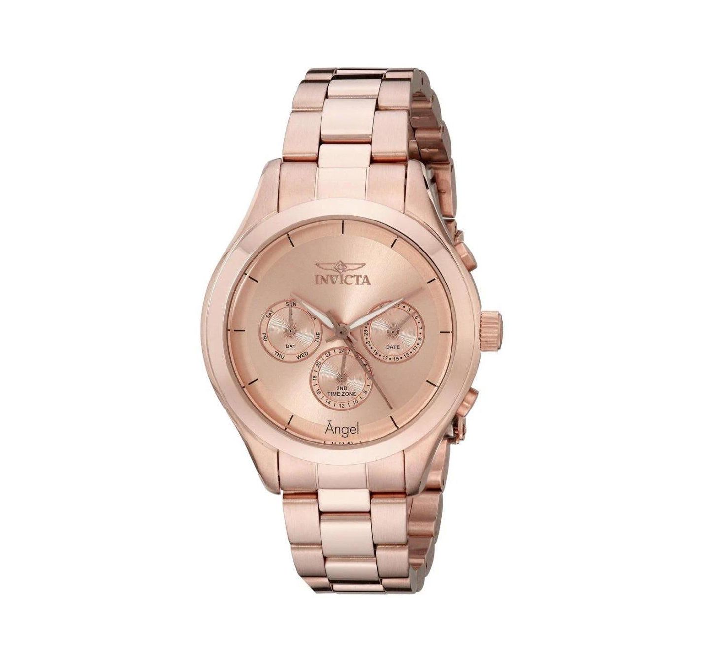 Женские часы Invicta Quartz Angel Chronograph Rose Gold-Tone Stainless Steel, 40mm, цвет: Розовое золото — фото 1