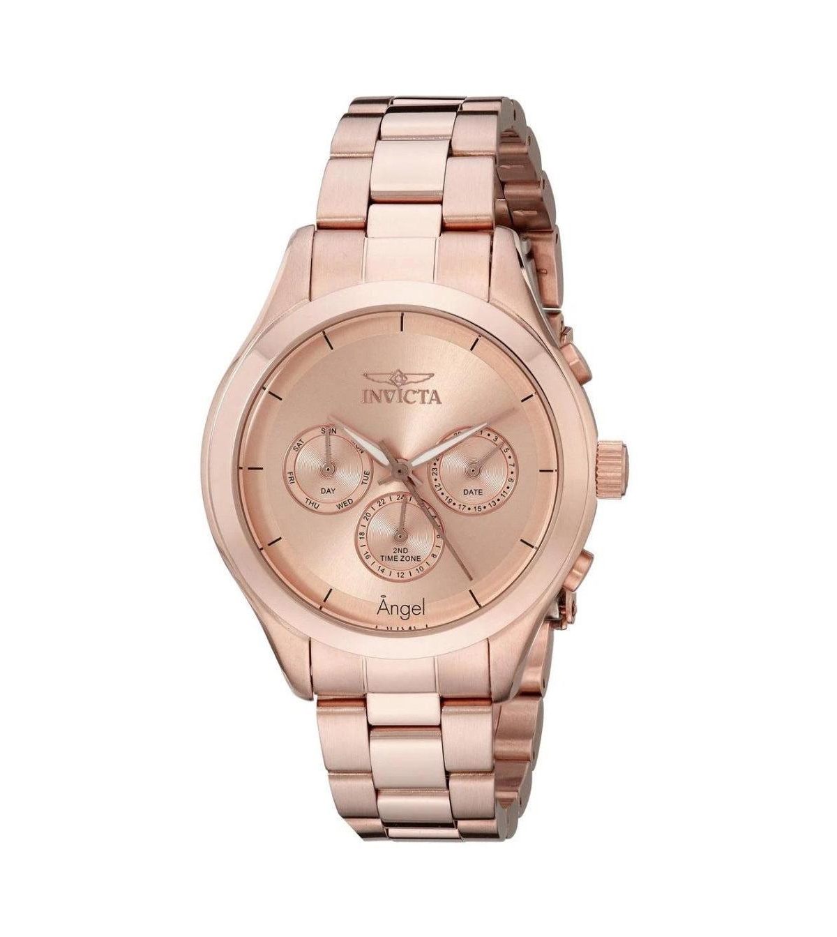 Invicta Women's Quartz Angel Chronograph Rose Gold-Tone Stainless Steel Watch, 40mm - Rose gold