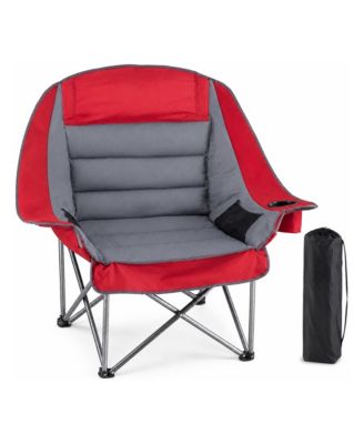 Oversized Heavy Duty Camping Chair, 500 lbs Capacity, Foldable Outdoor Seat with Cup Holder and Side Pockets, Portable Lawn Seat