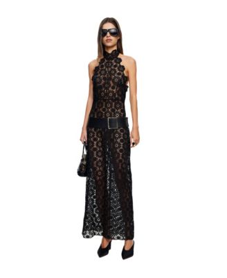 Women's Trophy Halter Lace Open-Back Maxi Dress