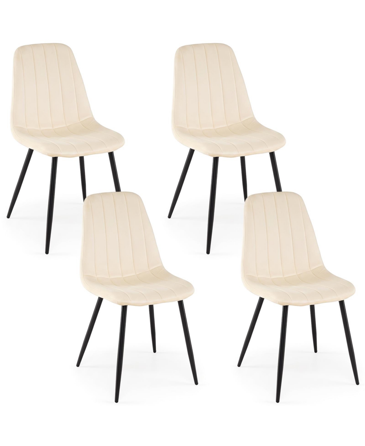 Costway Dining Chairs with Sturdy Metal Legs,Curved Backrest, Seat for Room