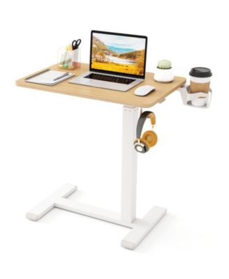 Mobile Standing Desk Height Adjustable Overbed Bedside Table with Cup Holder Desk