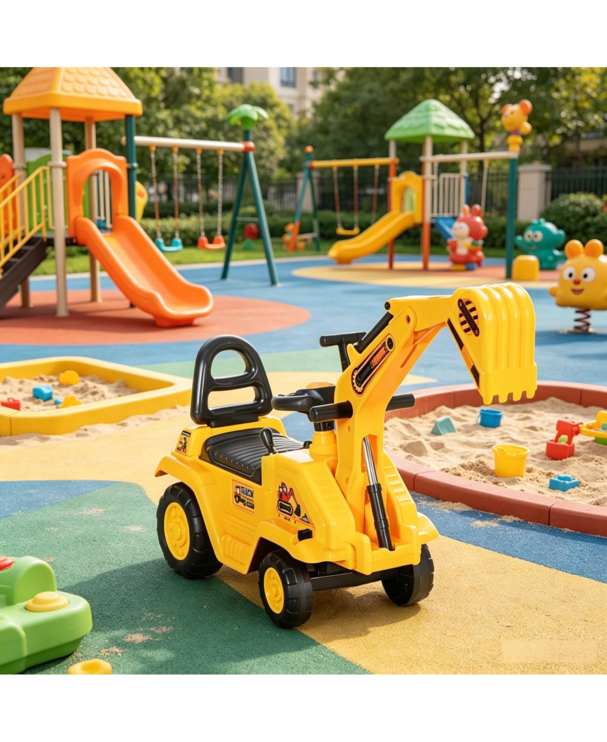 Sevorley 2 in 1 Kids Ride On Digger - Tractor Pulling Cart for Outdoor Yard Construction Play, Yellow, for Ages 18-48 months - Yellow