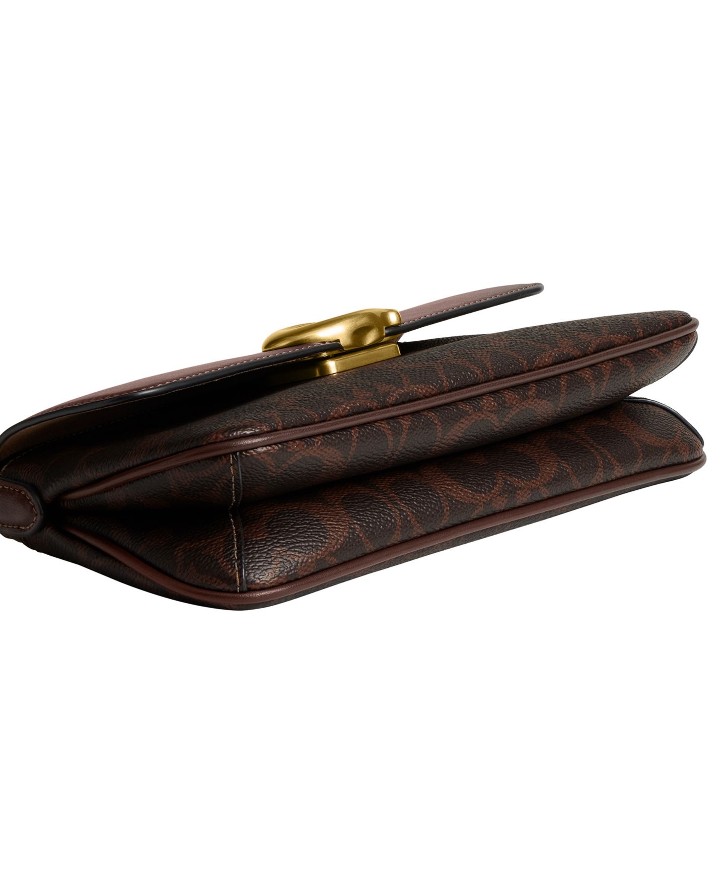 Женская сумка COACH Jet Small Signature Canvas Slim Shoulder, цвет: Латунный / Кленовый — фото 5