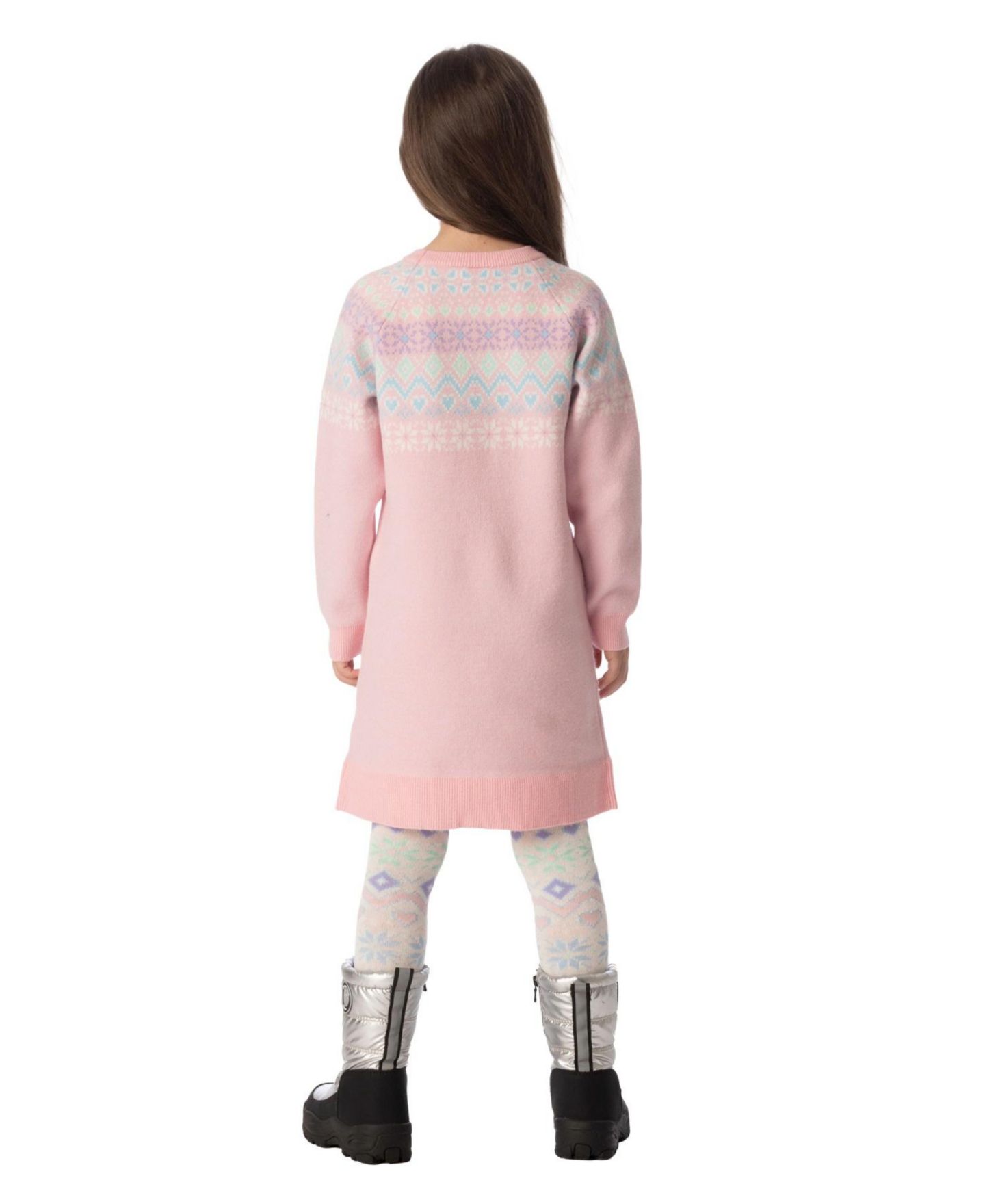Платье Deux par Deux Après-Ski Fair Isle Knit Dress для девочек, цвет: Светлый розовый — фото 5
