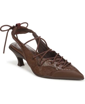 Women's Zeva Lace-Up Slingback Kitten Heel Pumps