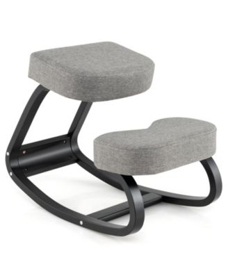 Wooden Ergonomic Backless Rocking Kneeling Chair with Padded Cushion