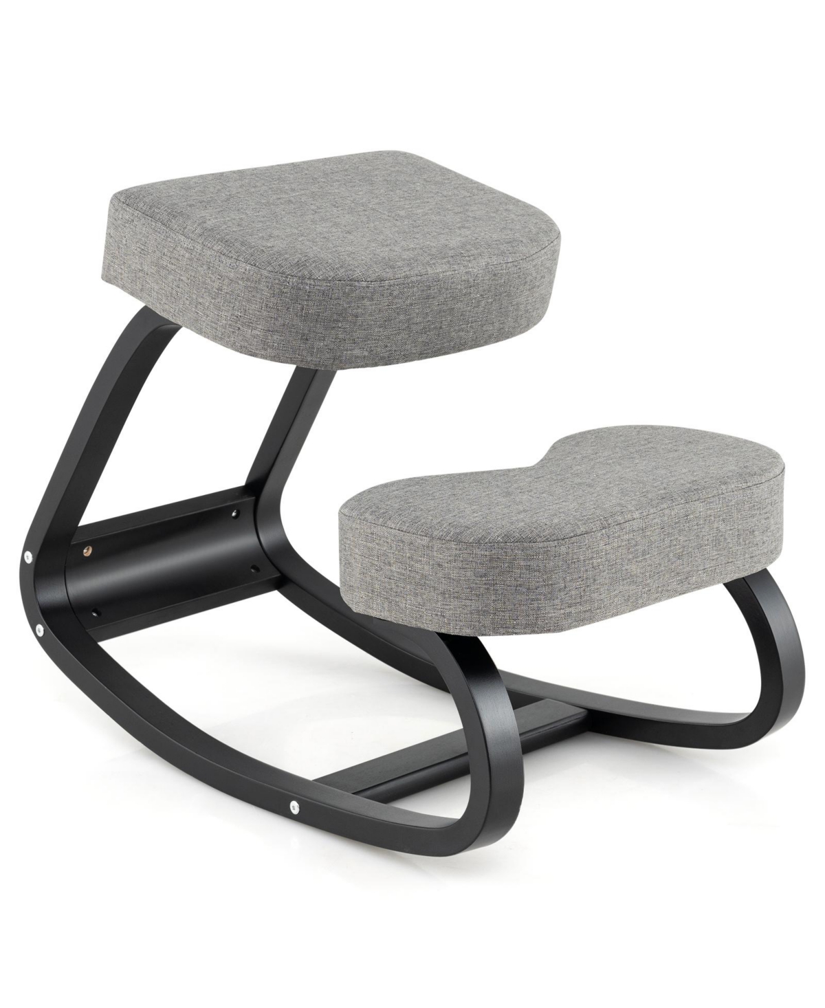 Mecale Wooden Ergonomic Backless Rocking Kneeling Chair with Padded Cushion