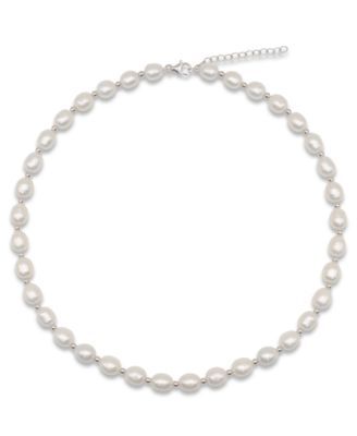 Cultured Freshwater Pearl Necklace in Sterling Silver