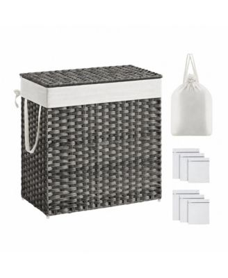 34.3 Gal Clothes Hamper with 2 Removable Liner Bags and Lid