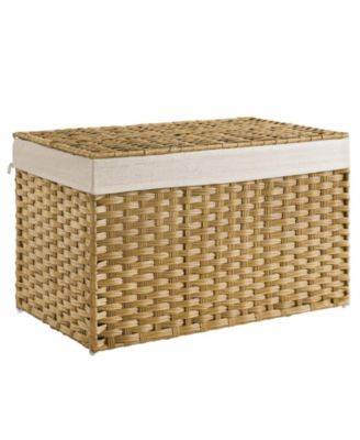 42.3 Gal Large Woven Storage Basket with Lid and Handles