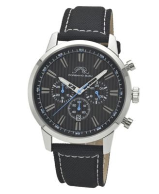 Men's Ryder Chronograph Black Canvas Band Silver Tone Watch 44 mm