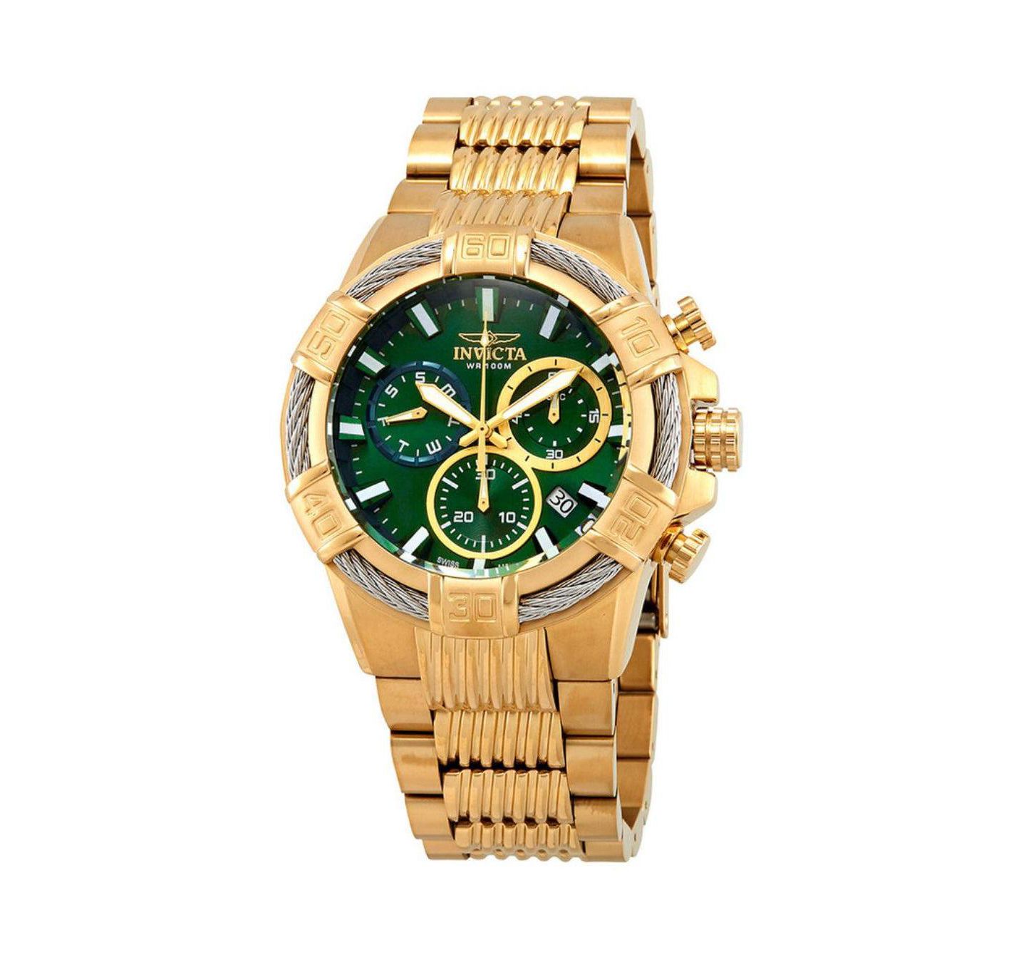Мужские часы Invicta Quartz Chronograph Bolt Stainless Steel, 51mm, цвет: Золотой — фото 1