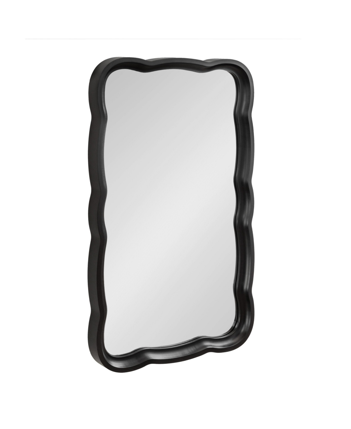 Kate and Laurel Hatherleigh Scallop Wood Wall Mirror 24 x 38, Wavy Rectangle Bathroom Mirror for Over Sink - Black