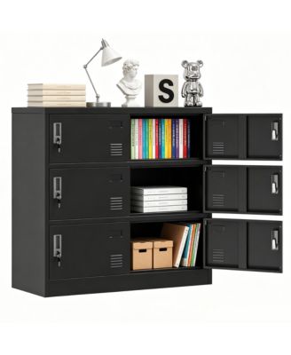 6-Door Employee Metal Lockers with Keys and Card Slot for Office, Gym, School, Home