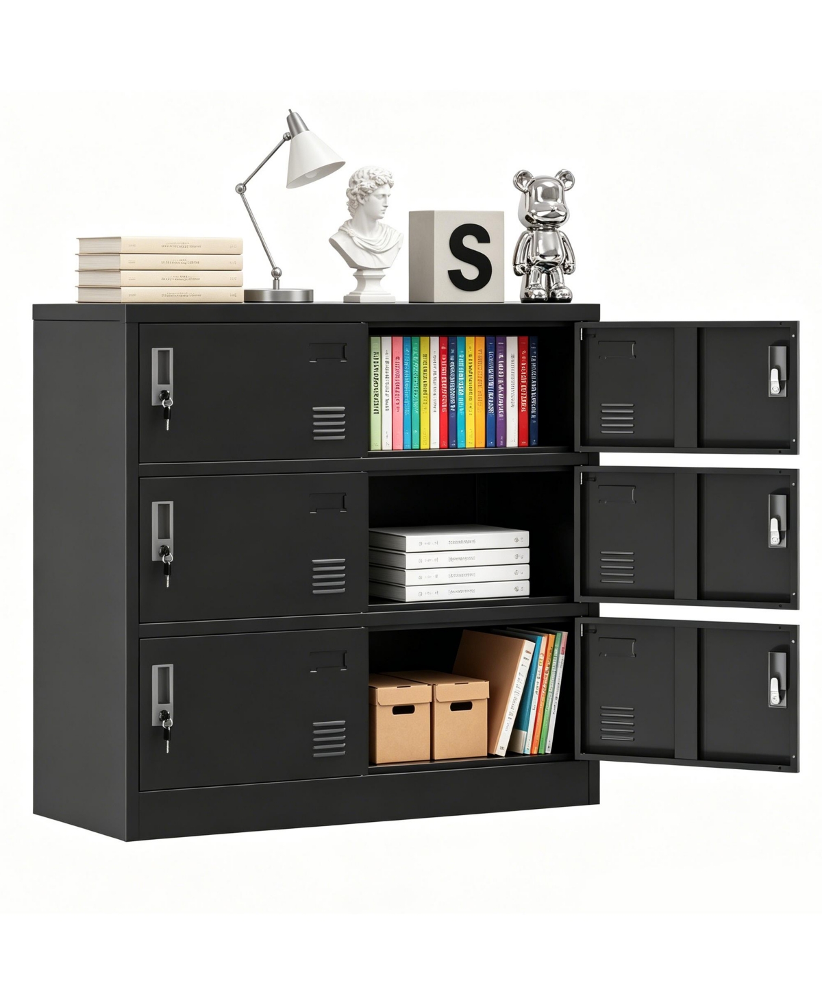 Viyet 6-Door Employee Metal Lockers with Keys and Card Slot for Office, Gym, School, Home