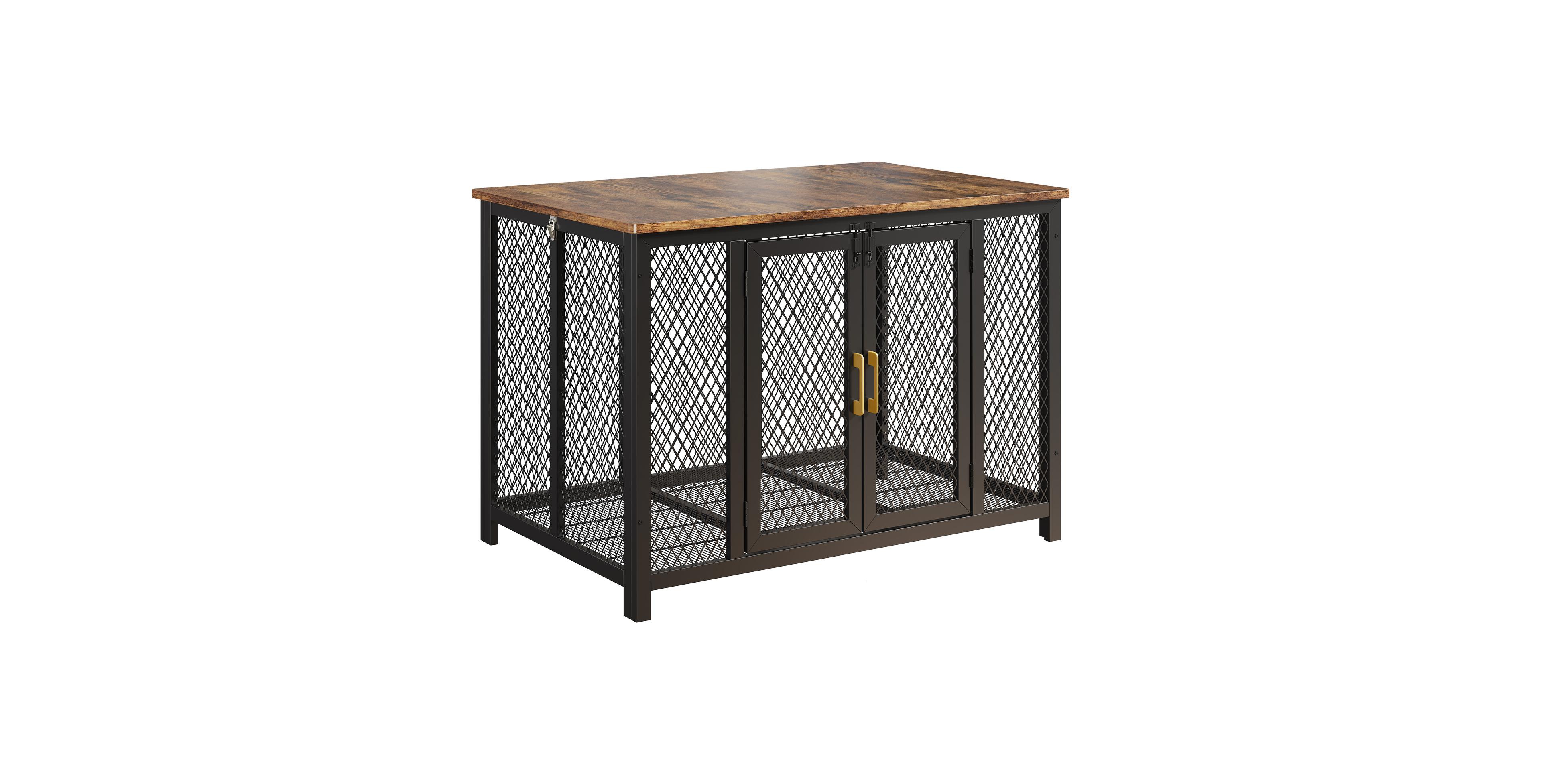 Lalfpet 47 Inch Large Dog Crate Furniture, Decorative Dog Kennel Furniture for 110 Lbs Dogs, Top Opening, Latches