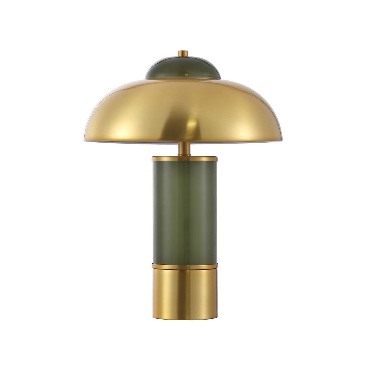 Safavieh Drea Green Glass Table Lamp with Brass Shade
